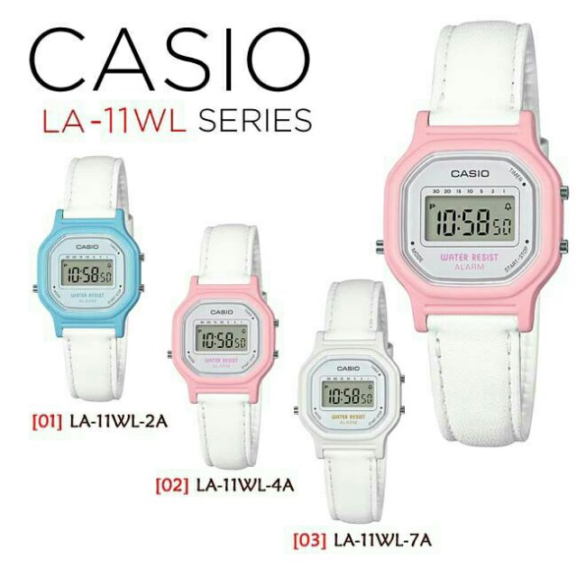 Casio  รุ่นใหม่ นาฬิกาข้อมือผู้หญิง รุ่น LA-11WL สายหนัง สีพาสเทล หน้าปัดเล็ก