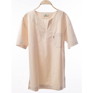 กรีน ค๊อตตอน เสื้อคอกบผ่าชาย (ผ้าหนังกบ) Green Cotton Mens Tunic Shirt (Crinkle Wash Fabric) 1770