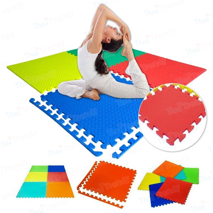 Thaitrendy แผ่นรองคลานแบบจิ๊กซอร์(มีขอบ) 62x62ซม. หนา 1ซม. (1ชุด มี 6 แผ่น)