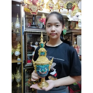 หัวโขน ทศกัณฐ์ เกรดพรีเมี่ยม เรซิ่น ปิดทอง ประดับเพชร กว้าง …