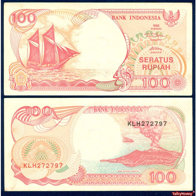 ธนบัตรเรือสำเภาโกยทรัพย์ อินโดนีเซีย INDONESIA 100 รูเปียะ ปี 1992 P-127 สภาพใหม่เอี่ยม 100% สำหรับสะสมเป็นศิริมงคล
