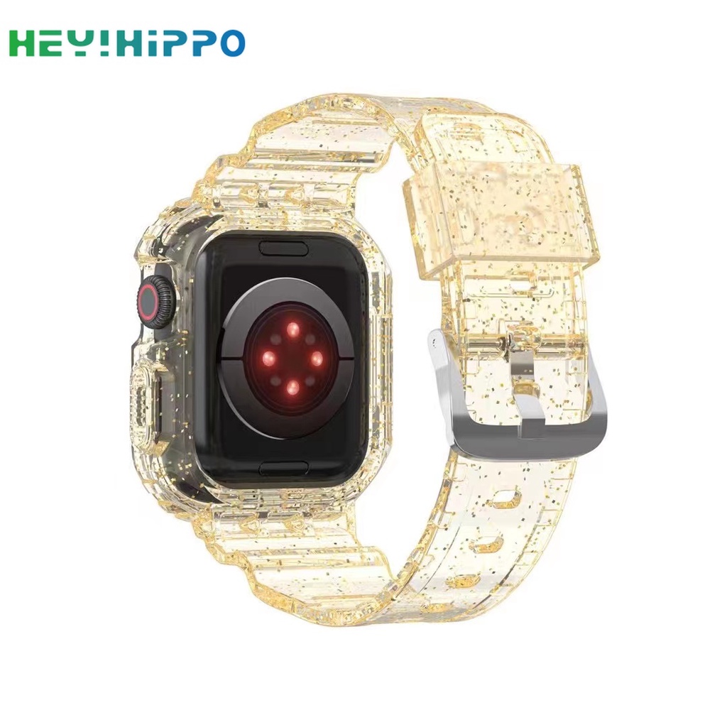 สายนาฬิกาข้อมือ แบบใส แต่งกลิตเตอร์ สําหรับ Smart Watch Series 7 6 SE 5 4 iwatch 45 44 42 41 40 38 มม.