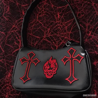 2022 New Millennium Spice Girls Y2k Skull Cross รักแร้กระเป๋า Dark Tote Bag