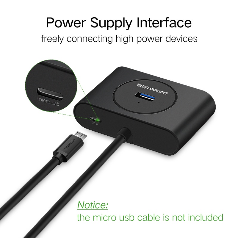 Ugreen อะแดปเตอร์ฮับ Usb 3.0 4 พอร์ต 1 เมตร สําหรับ Macbook Imac Surface Pro Xps Flash Drive Usb Hdd Mobile