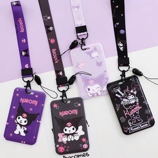 เคสพวงกุญแจซิลิโคน ป้องกัน ลายการ์ตูน Kuromi น่ารัก พร้อมสายคล้อง สําหรับบัตรรถบัส บัตรประจําตัวประชาชน