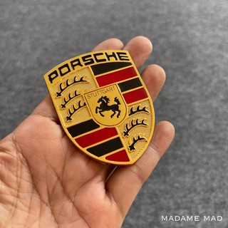 โลโก้ PORSCHE ชิ้นงานโลหะ ขนาด 5x6.8cm