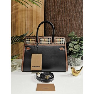 BURBERRY Leather and Vintage Handle Bag GIFT WITH PURCHASE (GWP)แท้​💯