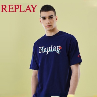 [S-5XL]Replay เสื้อยืด คอกลม แขนสั้น พิมพ์ลายโลโก้ สไตล์คลาสสิก สําหรับผู้ชาย