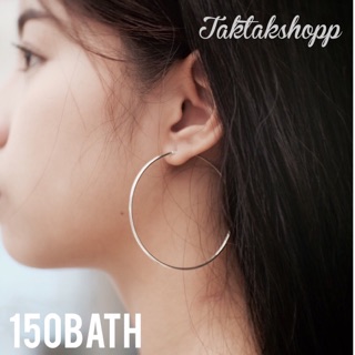 ต่างหูห่วงเงินแท้ 55mm พร้อมส่ง หนา1.2มิล