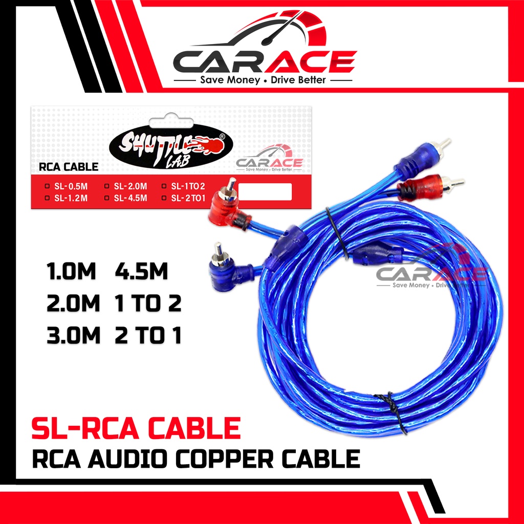 SHUTTLE LAB RCA เสียงทองแดงสายเครื่องเสียงรถยนต์สาย RCA 2 ถึง 2 สาย RCA 0.5M 1.0M 2.0M 3.0M 4.5M 1TO