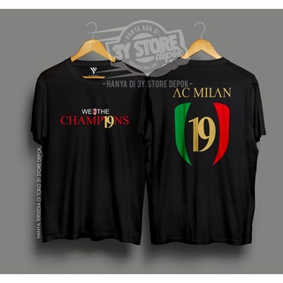 เสื้อยืดโอเวอร์ไซส์เสื้อยืดผ้าฝ้าย พิมพ์ลาย Scudetto AC MILAN CHAMPIONS 19 htm - 3Y STORES-3XL