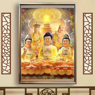 ลูกปัดเพชร ทรงกลม รูปปั้นพระพุทธรูป Maitreya หน้ายิ้ม สีทอง สําหรับตกแต่งบ้าน DIY