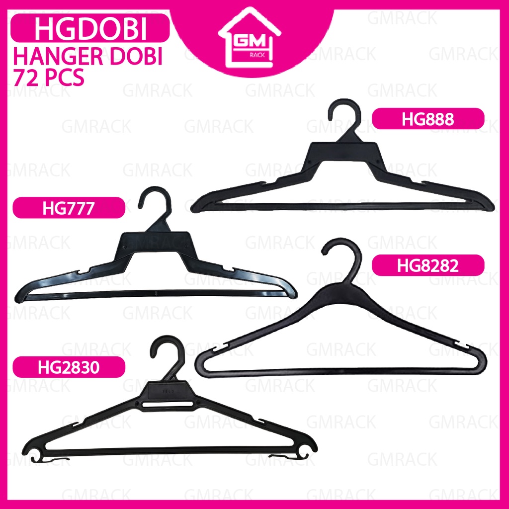 [GMTRACK] ไม้แขวนเสื้อ DOBI ไม้แขวนเสื้อ BAJU LAUNDRY (สีดํา) 72 ชิ้น HG888 HG777 HG8282 HG2830