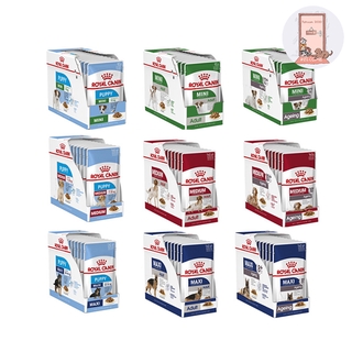 Royal canin สูตร Mini, Medium, Maxi อาหารซองแบบเปียก (ลูก,โต,สูงวัย) ขนาด 85-140 กรัม (ยกกล่อง) Box