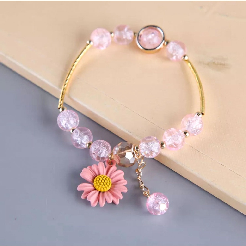 กำไล สร้อยข้อมือ เดซี่ กำไลข้อมือ กำไลข้อมือลูกปัด เครื่องประดับ กำไลดอกไม้เดซี่ กำไลมือแฟชั่น ราคาถูกสวยๆ คละสี ZX