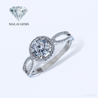 Malai Gems แหวนเพชร halo ล้อมเพชร เงินแท้ 925 เคลือบทองคำขาว ประดับเพชรสวิส CZ รุ่น 151-1RI58448 แถมกล่อง แหวนเพชร cz