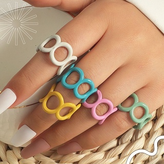 5pcs Colorful Simple Solid Ring แหวนเซ็ต