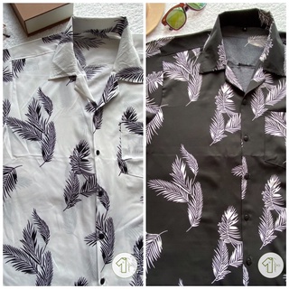 เสื้อลายต้นสนS-3XL เสื้อHawaii เสื้อเชิ้ตแขนสั้น