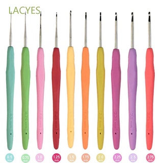 Lacyes อุปกรณ์เข็มตะขอถักโครเชต์อลูมิเนียม Diy 10 ชิ้น / ชุด