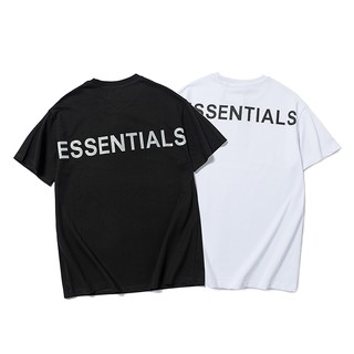 ESSENTIALS เสื้อยืดลายสะท้อนแสงขนาดใหญ่ 3M ฝ้ายเสื้อยืดแขนสั้น