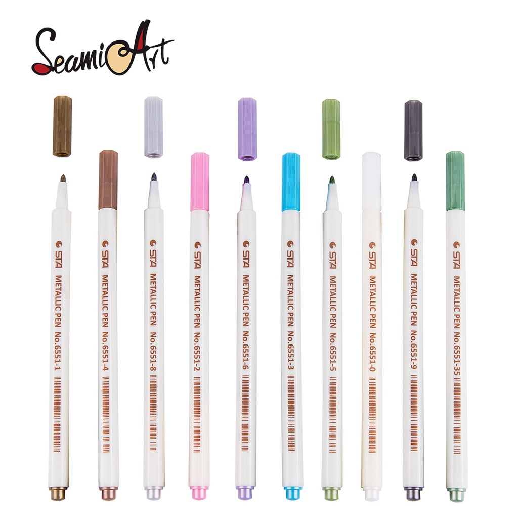 Seamiart Sta ปากกามาร์กเกอร์สีเมทัลลิก 10 สีสําหรับทําการ์ดแก้ว