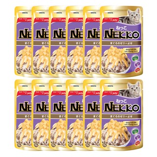 Nekko Tuna topping Cheese in Jelly (70 g.) x 12 เน็กโกะ อาหารเปียกแมว สูตรปลาทูน่าหน้าชีสในเยลลี่ (70 ก.) x 12