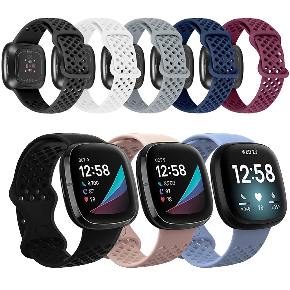 สายรัดซิลิโคนอ่อนนุ่มสําหรับ Fitbit Versa 3 4 Fitbit Sense 2 แฟชั่นสร้อยข้อมือทดแทนนาฬิกาสปอร์ตระบายอากาศ
