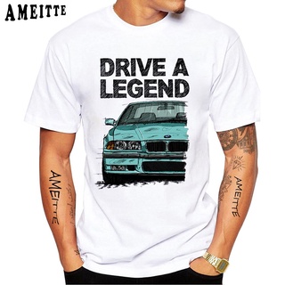 เสื้อยืดลําลอง พิมพ์ลายรถยนต์ A Legend BMW E36 M3 สีขาว แฟชั่นฤดูร้อน สําหรับผู้ชาย 2022