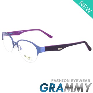 Grammy แว่นตา รุ่น สีม่วง กรอบเซาะร่อง ขาสปริง วัสดุ สแตนเลส สตีล (สำหรับตัดเลนส์) Eyewear Top Glasses Frame