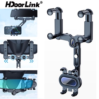 Hdoorlink ที่วางโทรศัพท์นําทาง กระจกมองหลังรถยนต์ 360° ขาตั้งโทรศัพท์มือถือ อเนกประสงค์ หมุนได้ และพับเก็บได้ สามารถปรับได้ สําหรับรถยนต์