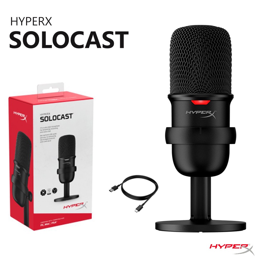 HyperX SoloCast USB Microphone ไมค์โครโฟน ไมค์คอนเดนเซอร์สำหรับสตรีมเมอร์