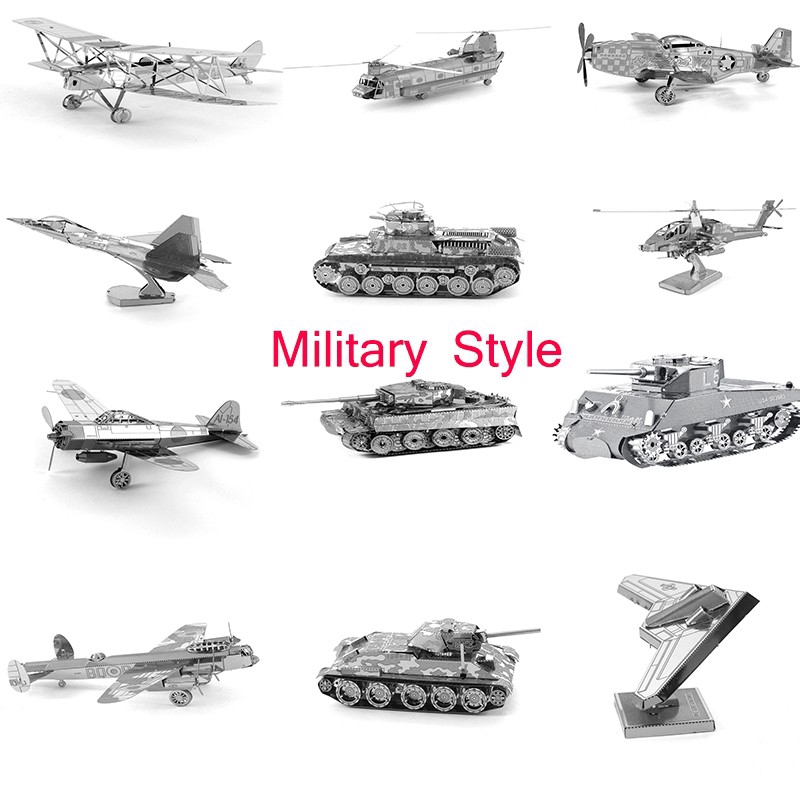 ปริศนาโลหะ Military 3D Metal Model Puzzle DIY Kid Adult Educational Toy