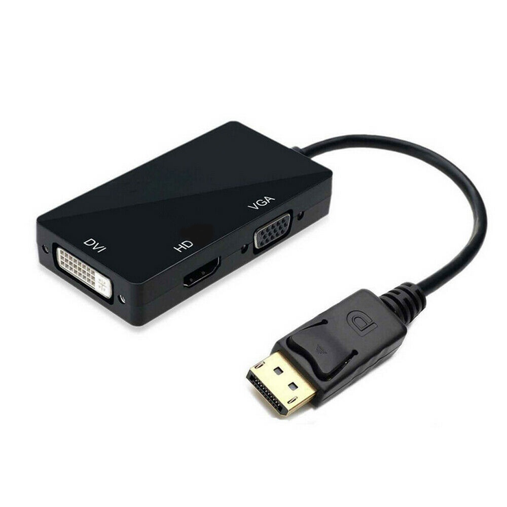 Displayport Dp to HD/DVI/VGA Male to Female 3-in-1 Adapter Converter Cable (Black)