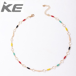 Popular accessories Colorful beaded metal stitching necklace Multi-color simple sweet and cool