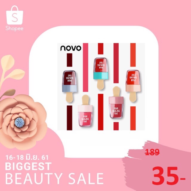 (6NEWล่าสุด/พร้อมส่ง/ของแท้/ครบทุกสี)โนโว novo dear darling tint ลิปทินท์ไอติม