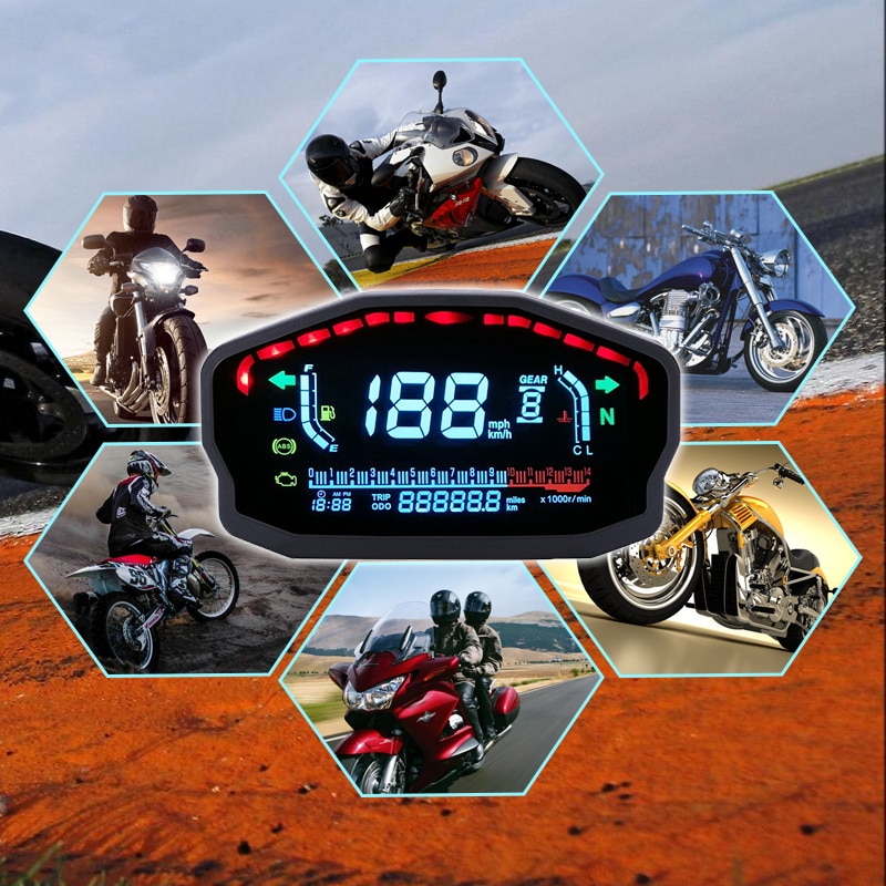 （In Stock）Universal Motorcycle LED LCD Speedometer Digital Backlight ...