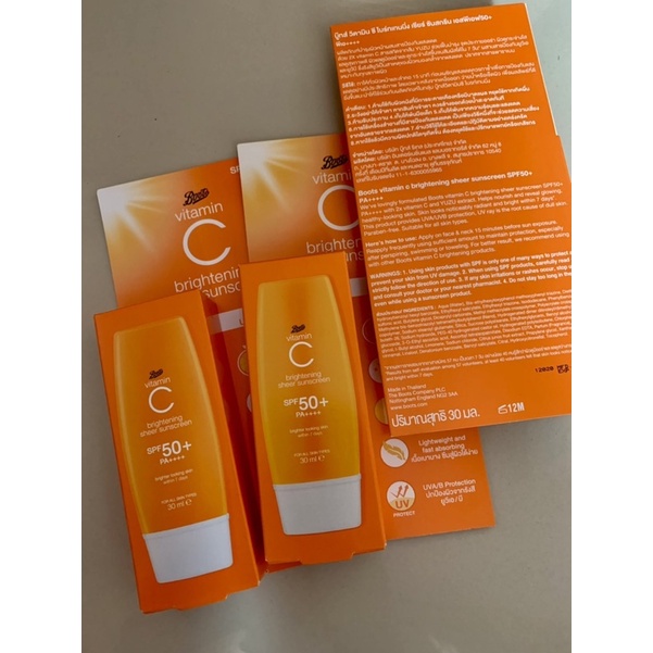 Boots Vitamin C Brightening Sheer Sunscreen SPF50 PA 30ml cherrie3026