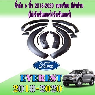 คิ้วล้อ//ซุ้มล้อ//โปร่งล้อ  6 นิ้ว ฟอร์ด เรนเจอร์ FORD Ranger 2018-2020 แบบเรียบ สีดำด้าน