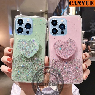 for iPhone 13 12 11 Pro Max Mini SE (2020) (2022) 13Mini 12Mini 11Pro 12Pro 13Pro MAX Bling Glitter Case Sequins Silicone Cover Luxury Foil Powder Soft Shell Crystal Protective Flexible Shine Casing with Heart Airbag Stand Kickstand