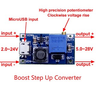 โมดูลพาวเวอร์ซัพพลายแปลง DC-DC 2A Boost 2-24V อินพุต Y06