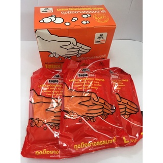 "EAGLE ONE" ถุงมือยางรุ่นบาง สีส้ม  (L)
