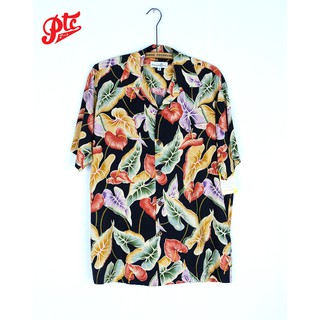 เสื้อฮาวาย PINEAPPLE JUICE "ANTHURIUM LEI" BLACK