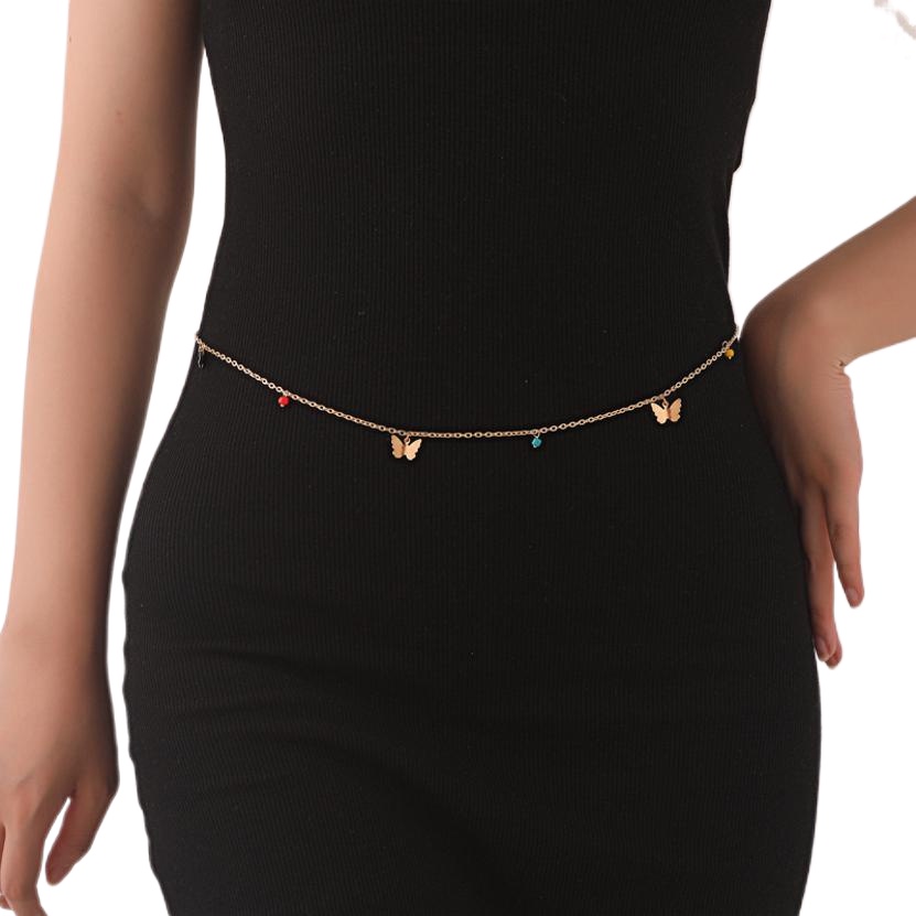 new product promotion ☸[Blythe] Fashion Alloy Butterfly Body Female Chain Sexy Color Round Beads Han