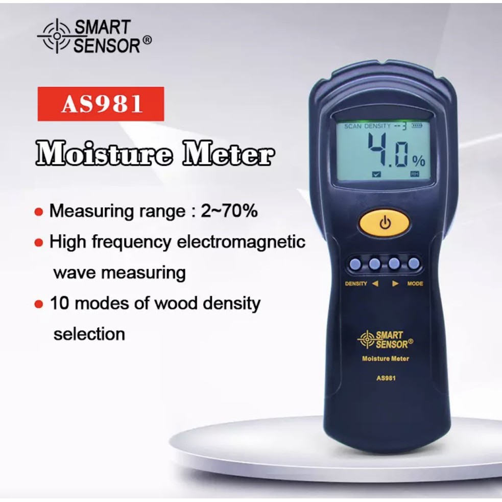 พร้อมส่ง SMART SENSOR AS981 วัดความชื้นเครื่องวัดความชื้นจอแสดงผล Lcd  TESTER สำหรับกระดาษ/ไม้อัด/ไม