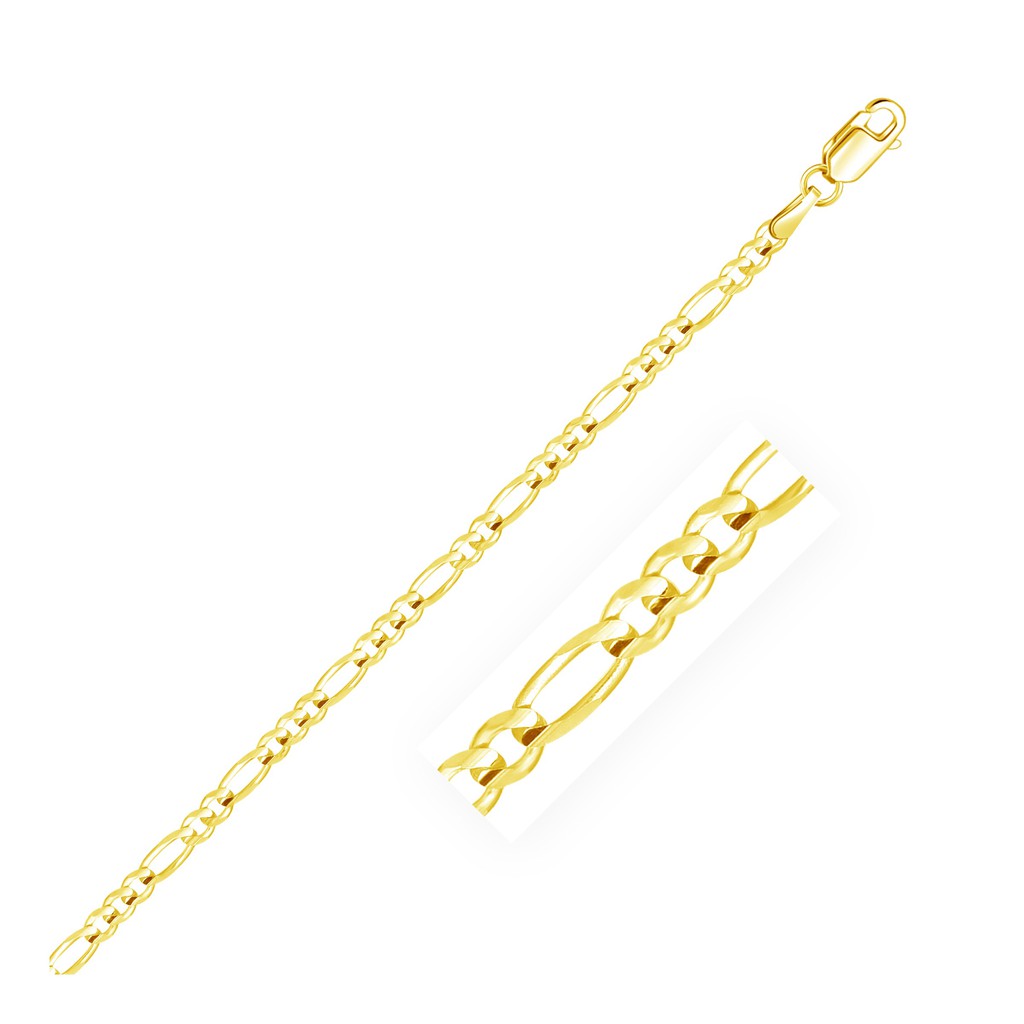 Nathalias NY  สร้อยข้อมือฟิกาโร ทองคำแท้ 14k Solid Figaro Bracelet in 14k Yellow Gold (3.00 mm)