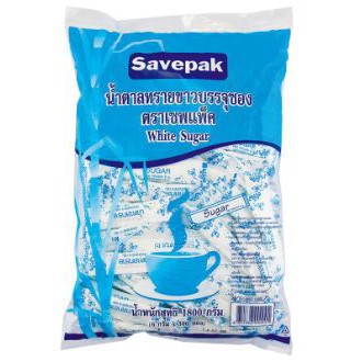 น้ำตาลทราย น้ำตาลซอง ขนาด 6กรัม/ซอง บรรจุ 300ซอง/ถุง Savepak White Sugar