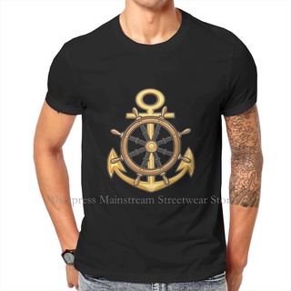 สมอเรือและพวงมาลัยสัญลักษณ์เดินเรือเสื้อคอกลม TShirt Fabric 2022 2022 เสื้อยืดคลาสสิกเสื้อผ้าผู F/A