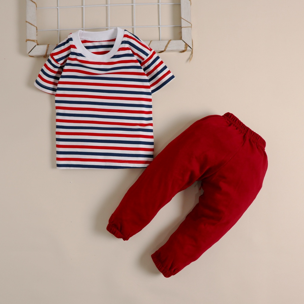 ชุดเสื้อยืดลายทาง กางเกงขายาว / ชุดเสื้อยืดลายทาง / ชุดกางเกง จ๊อกกิ้ง กางเกง / ชุดเด็กอายุ 0-3 ปี /