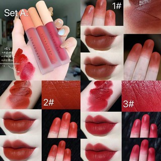 เซต กลอส 3 สี  เนื้อกำมะหยี่  HERORANGE FLUFFY LIP GLAZE