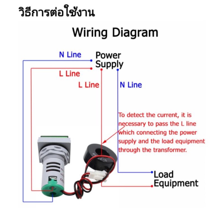 Pilot lamp 2 in 1 แอมป์และโวลต์มิเตอร์ AC60500V 22มิล (สินค้าพร้อมจัด